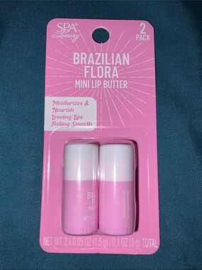Spa Luxury Brazilian Flora Mini Lip Butter - Pink (2 Pack).05 oz each
